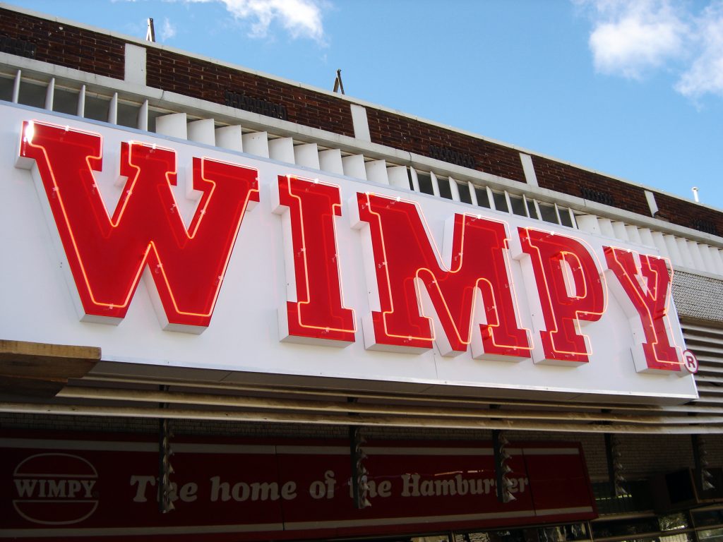 wimpy signage neon light install